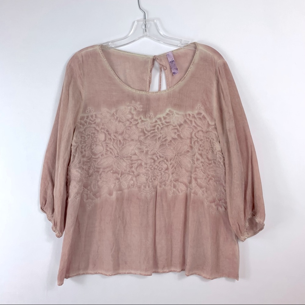 Rayon Emroidered Dusty Pink Dye Rayon Blouse